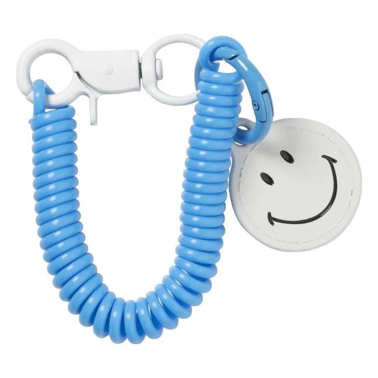 Sleutelhanger spiraal met smiley - plastic - diverse varianten