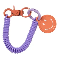 Sleutelhanger spiraal met smiley - plastic - diverse varianten