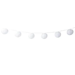 Slinger met 9 solar barok lampionnen - wit - 440 cm