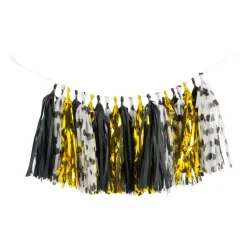 Slinger tassel - zwart/wit/goud - 2,5 meter