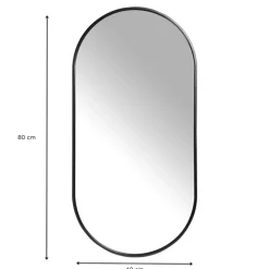 Spiegel Basix ovaal - zwart - 40x80 cm
