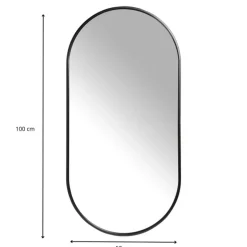 Spiegel Basix ovaal - zwart - 50x100 cm