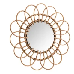 Spiegel bloem - rotan - ø50 cm