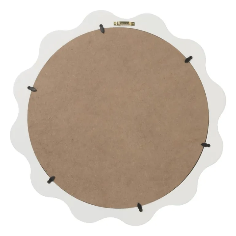 Spiegel met golfrand - wit - ø41 cm