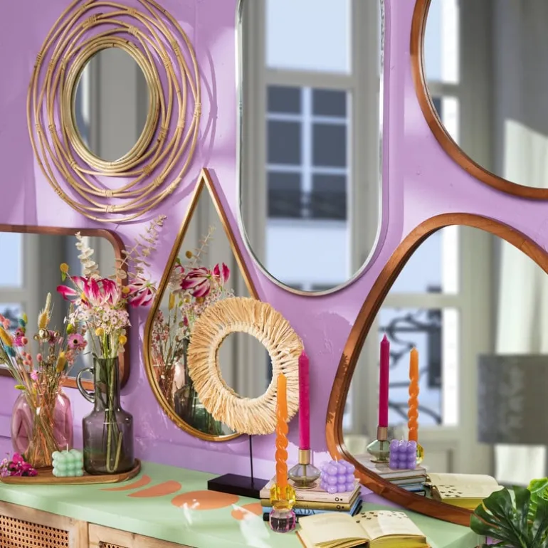 Spiegel organic driehoek - bruin - 69x73 cm