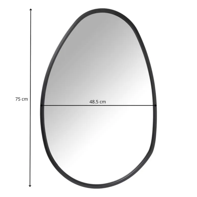 Spiegel organic met metalen lijst - zwart - 75x48.5 cm