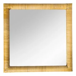 Spiegel rotan vierkant - bruin - 40.5x40.5 cm