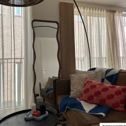 Spiegel XL met golfrand - bruin - 165x50 cm