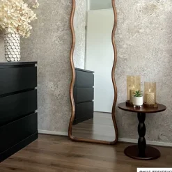 Spiegel XL met golfrand - bruin - 165x50 cm