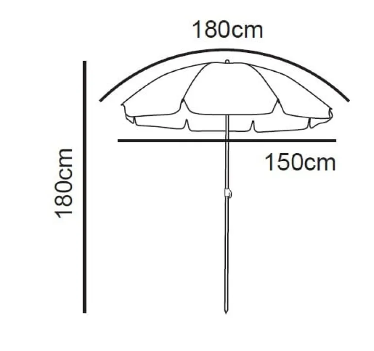 Strandparasol Tess - geel - ø150x180 cm