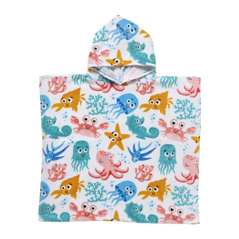 Strandponcho kids sea life - multikleur - 60x110 cm