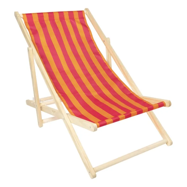 Strandstoel streep - oranje/roze - 92x82x58 cm