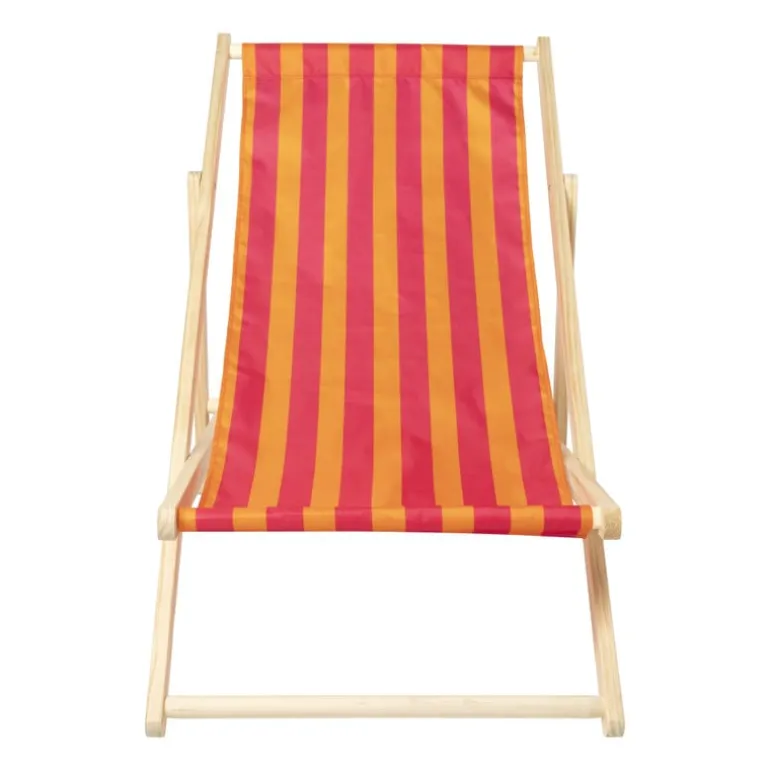Strandstoel streep - oranje/roze - 92x82x58 cm
