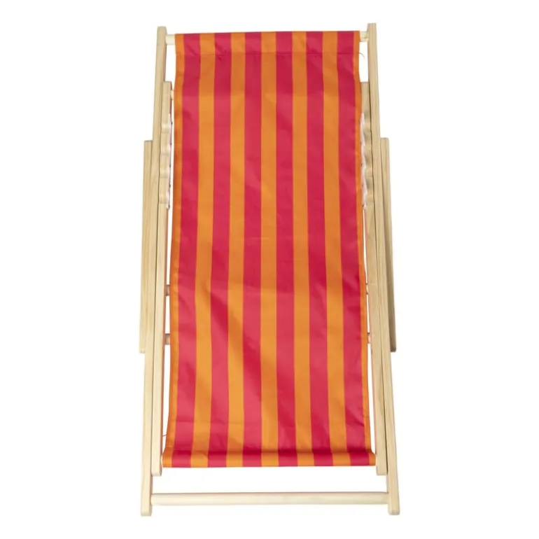 Strandstoel streep - oranje/roze - 92x82x58 cm
