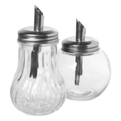 Suikerstrooier bol - glas/rvs - ø8.5x12 cm