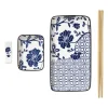 Sushi set - blauw/wit - 4-delig