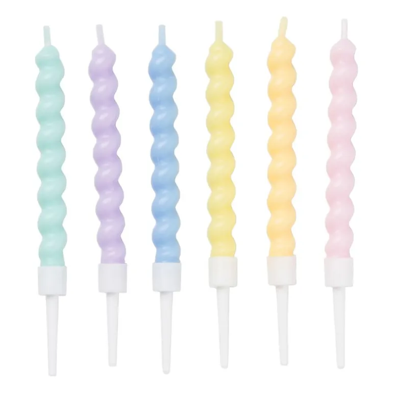 Taartkaarsen met twist - multikleur - set van 6