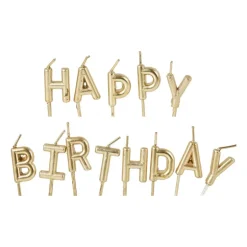 Taartkaarsjes happy birthday - goud