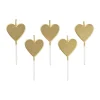 Taartkaarsjes hartjes - goud - set van 5