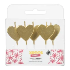 Taartkaarsjes hartjes - goud - set van 5