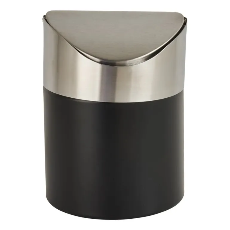 Tafel afvalbakje - zwart/rvs - 11.5x17 cm