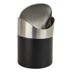 Tafel afvalbakje - zwart/rvs - 11.5x17 cm