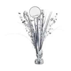 Tafeldecoratie happy birthday - zilverkleurig - 42 cm