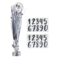 Tafeldecoratie happy birthday - zilverkleurig - 42 cm