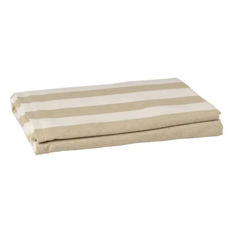 Tafelkleed gestreept groot - wit/beige - 145x320 cm