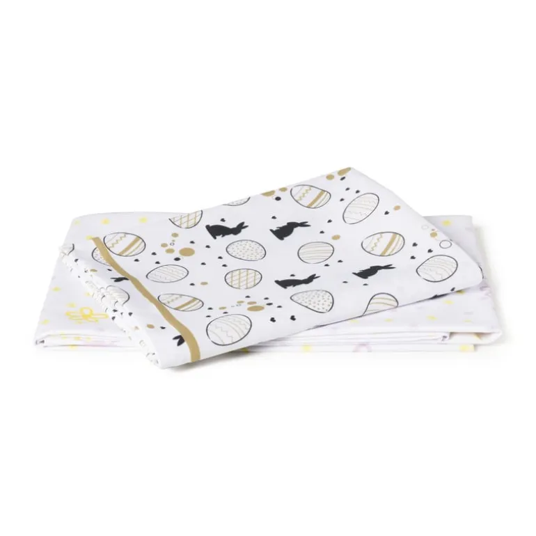 Tafelkleed paashaas - wit/goud/zwart - papier - 138x220 cm