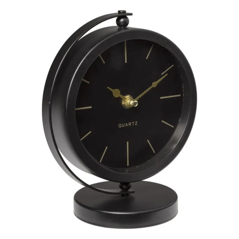 Tafelklok rond - metaal - 16x10.5x20 cm