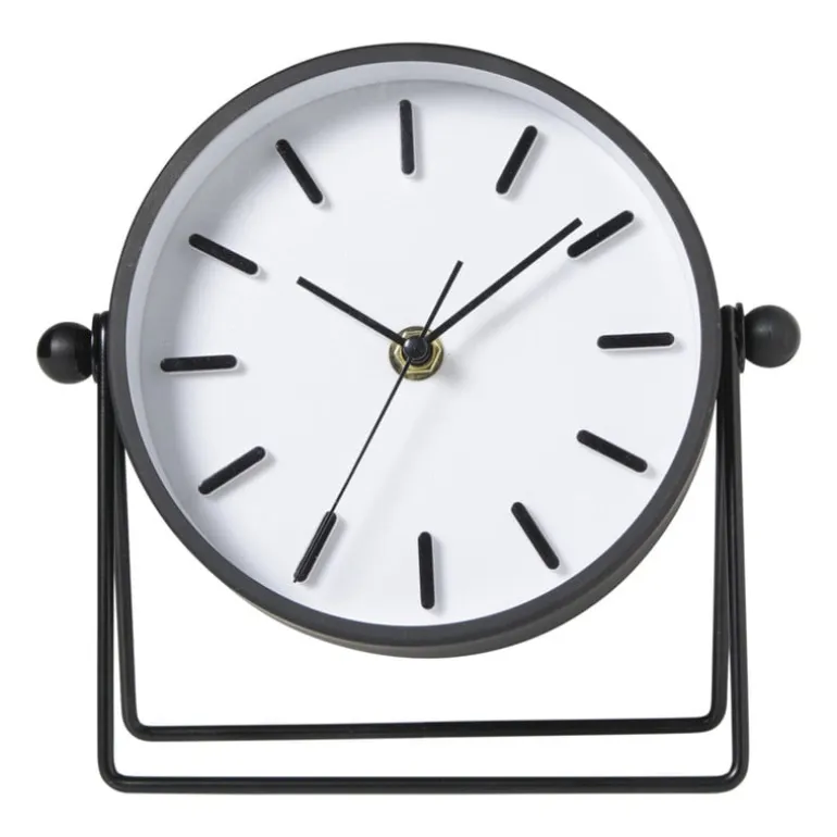 Tafelklok Saar - zwart/wit - ø18.6x6.2 cm