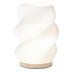 Tafellamp swirl Marian - wit/bruin - ø16x20.5 cm