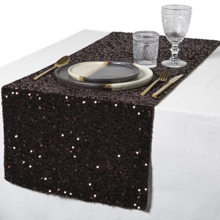 Tafelloper pailletten - koperkleur - 40x150 cm