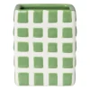 Tandenborstel beker blokjes - groen/wit - 8.8x7x7 cm