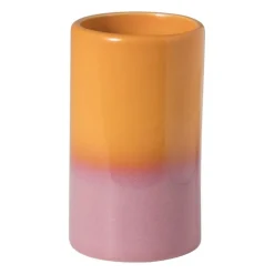Tandenborstel beker duo - oranje/roze - ø6.5x11.5 cm