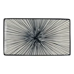 Tapas bord Sevilla - zwarte lijnen - 21.5x12 cm