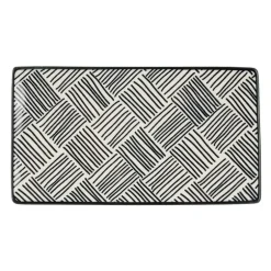 Tapas bord Sevilla - zwarte streepjes - 21.5x12 cm