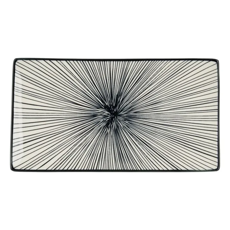 Tapas bord Sevilla - zwarte lijnen - 28x15.5 cm