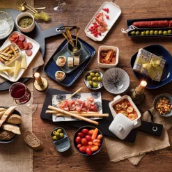 Tapas sausschaaltje Sevilla - zwarte lijnen - ø9x2.5 cm