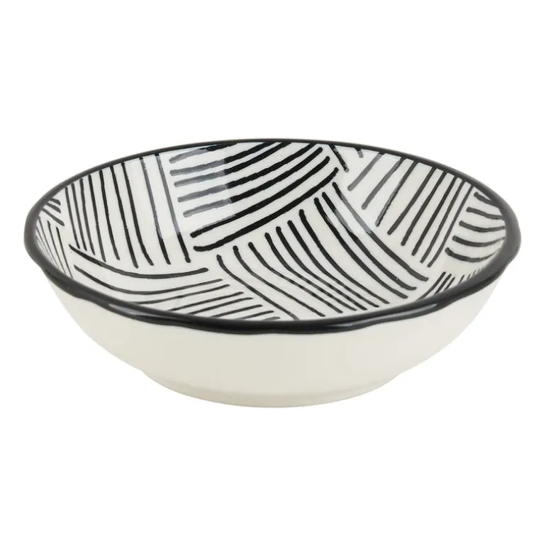 Tapas sausschaaltje Sevilla - zwarte streepjes - ø9x2.5 cm