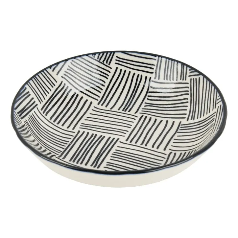 Tapas schaaltje Sevilla - zwarte streepjes - ø14x3.5 cm