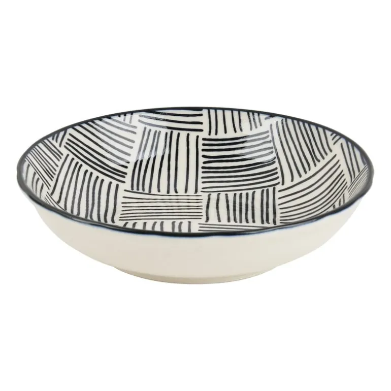 Tapas schaaltje Sevilla - zwarte streepjes - ø14x3.5 cm