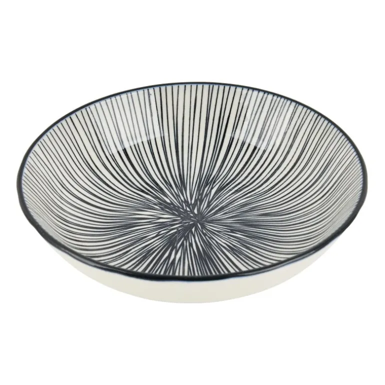 Tapas schaaltje Sevilla - zwarte lijnen - ø14x3.5 cm