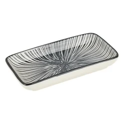 Tapas schaaltje Sevilla rechthoekig - zwarte lijnen - 12.5x6x5 cm