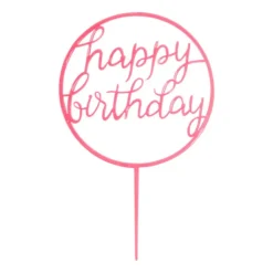 Tasty Me cake topper - Happy Birthday rond - roze