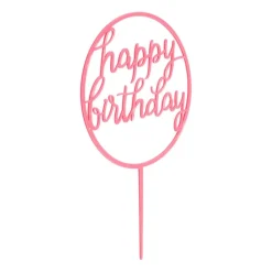 Tasty Me cake topper - Happy Birthday rond - roze