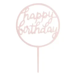 Tasty Me cake topper - happy birthday rond - lichtroze