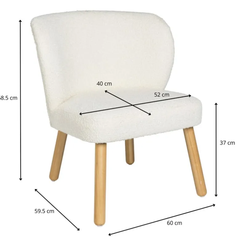 Teddy fauteuil - Troyes - wit - 68.5x60x59.5 cm