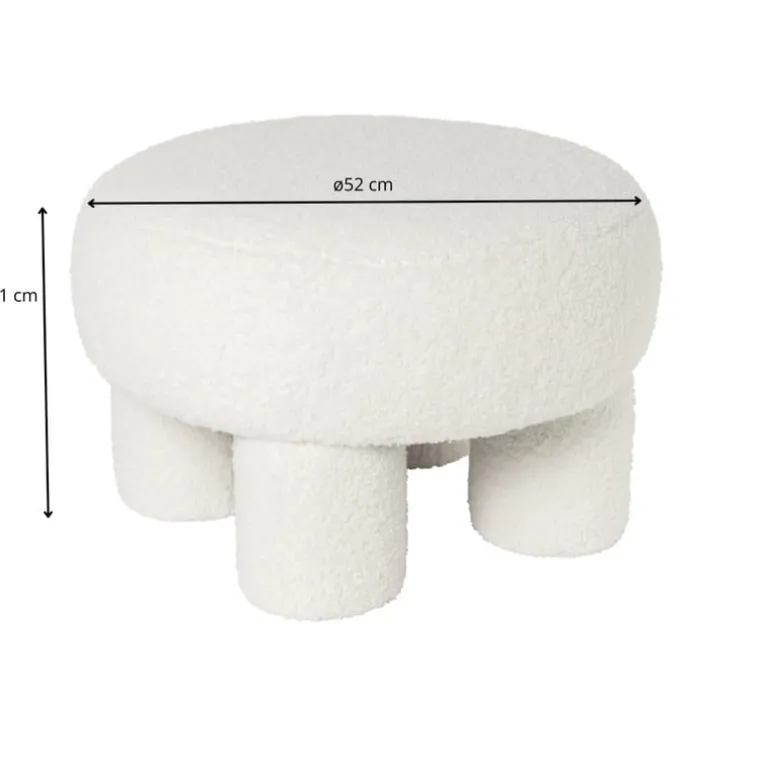 Teddy poef dodo - wit - ø52x31 cm